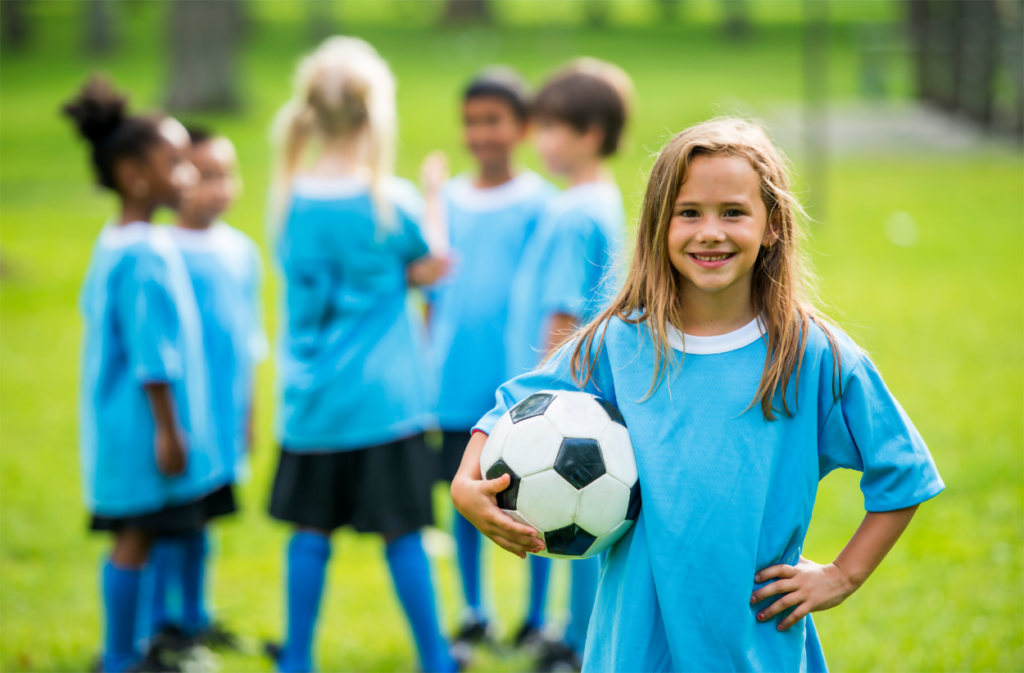 Girls on soccer field